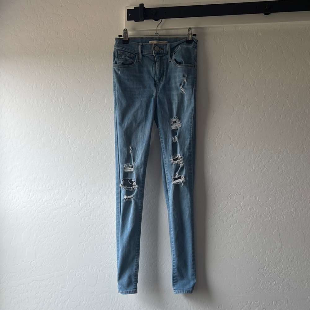 Levi's Blue Skinny Denim with Distressed Details